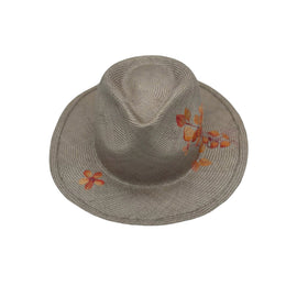 FEDORA BEIGE CON FIORI DIPINTII A MANO