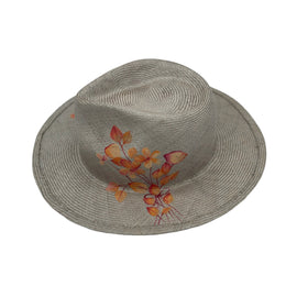 FEDORA BEIGE CON FIORI DIPINTII A MANO